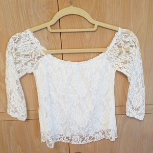 Off white lace shirt, no tags for size or Brand